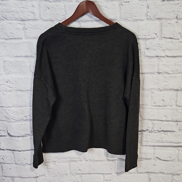 Rae Dunn Wine Down Gray Boxy Long Sleeve Sweatshirt - Picture 4 of 4